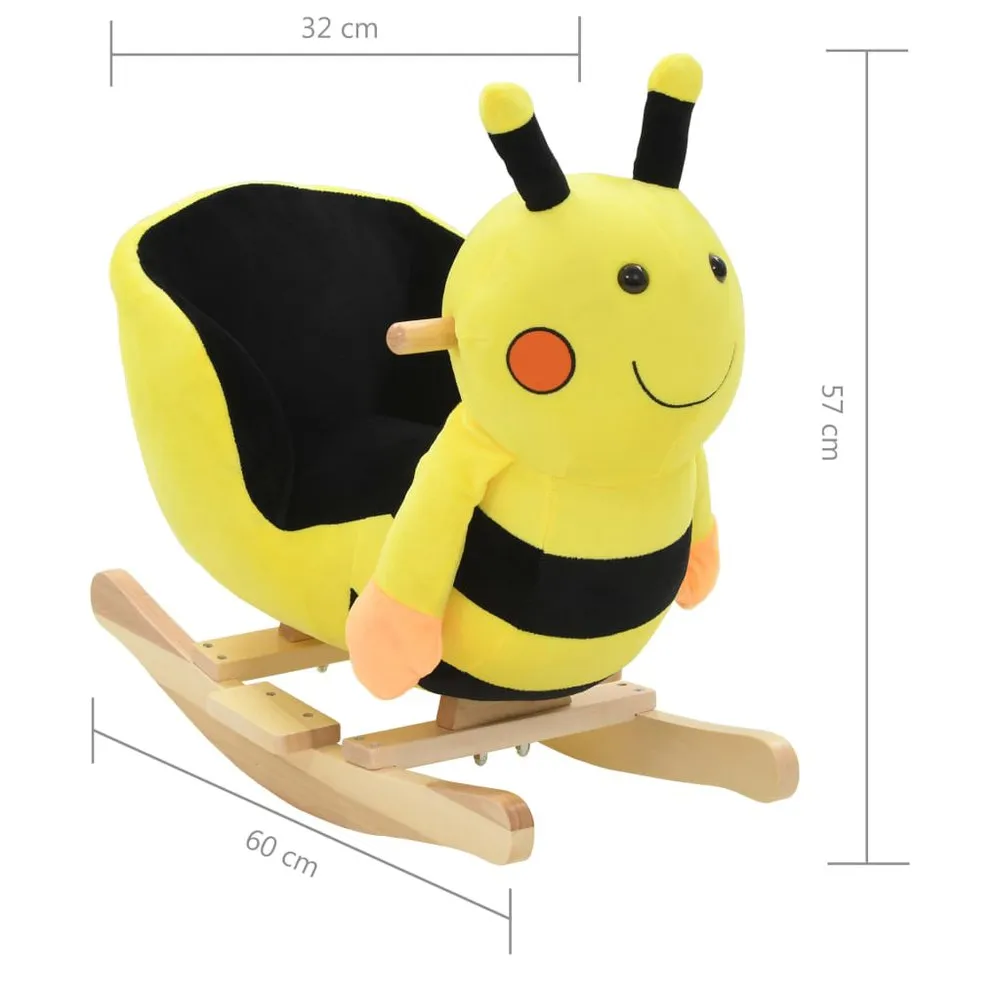 VIDAXL Rocking Animal Bumblebee Backrest Plush 60X32X57Cm 3 VIDAXL Rocking Animal Bumblebee Backrest Plush 60X32X57Cm - Image 3